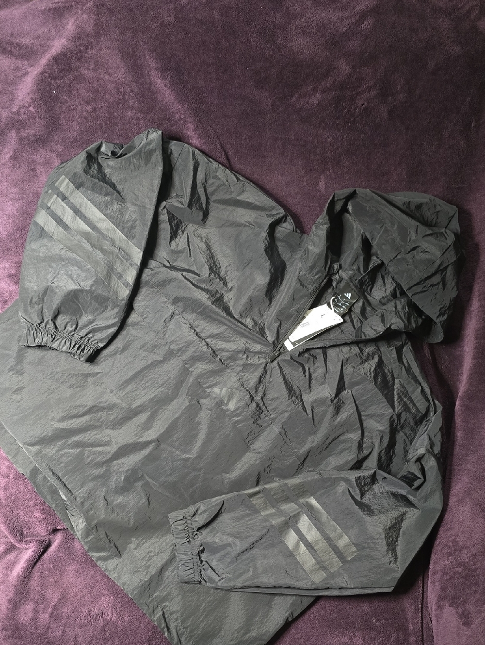 adidas Black Hooded Windbreaker Pullover